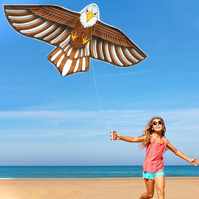 2 Pack Patriotic Eagle & Dragon Kite for Kids and Adults, Easy to Fly Huge Kites for Kids Ages 4-8 8-12 with 328FT String for Beach Trip Park Birthday Gift Family Outdoor Games and Activities