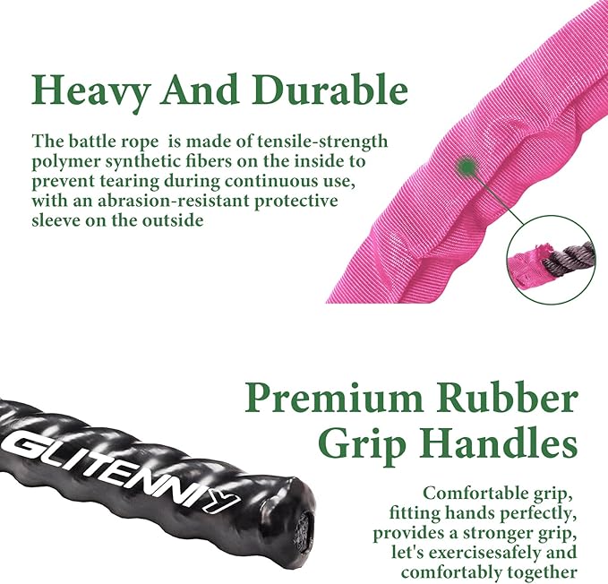 Battle Ropes Pink Workout Rope 1.5inch Battle Ropes for Home Gym 30ft Exercise Ropes for Working Out Heavy Ropes for Exercise Training Weighted Rope Weighted Workout Rope Battle Rope