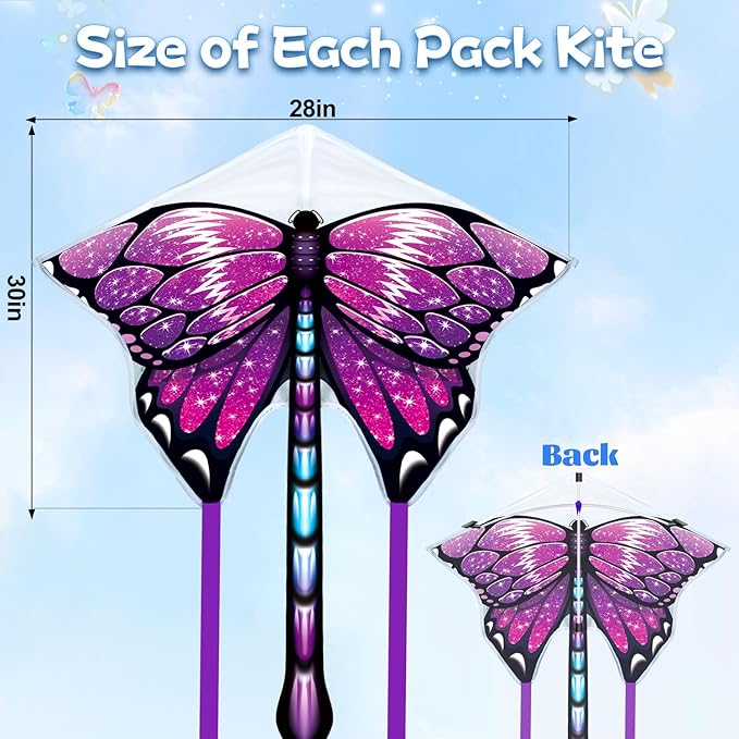 5 Pack Kites for Kids & Adults, Rainbow Butterfly Kite Delta Kites for Kids Age 4-8 8-12, Easy to Fly for Beginners, Easy to Assembled Colorful Kite for Beach Outdoor Toy Games & Family Trip
