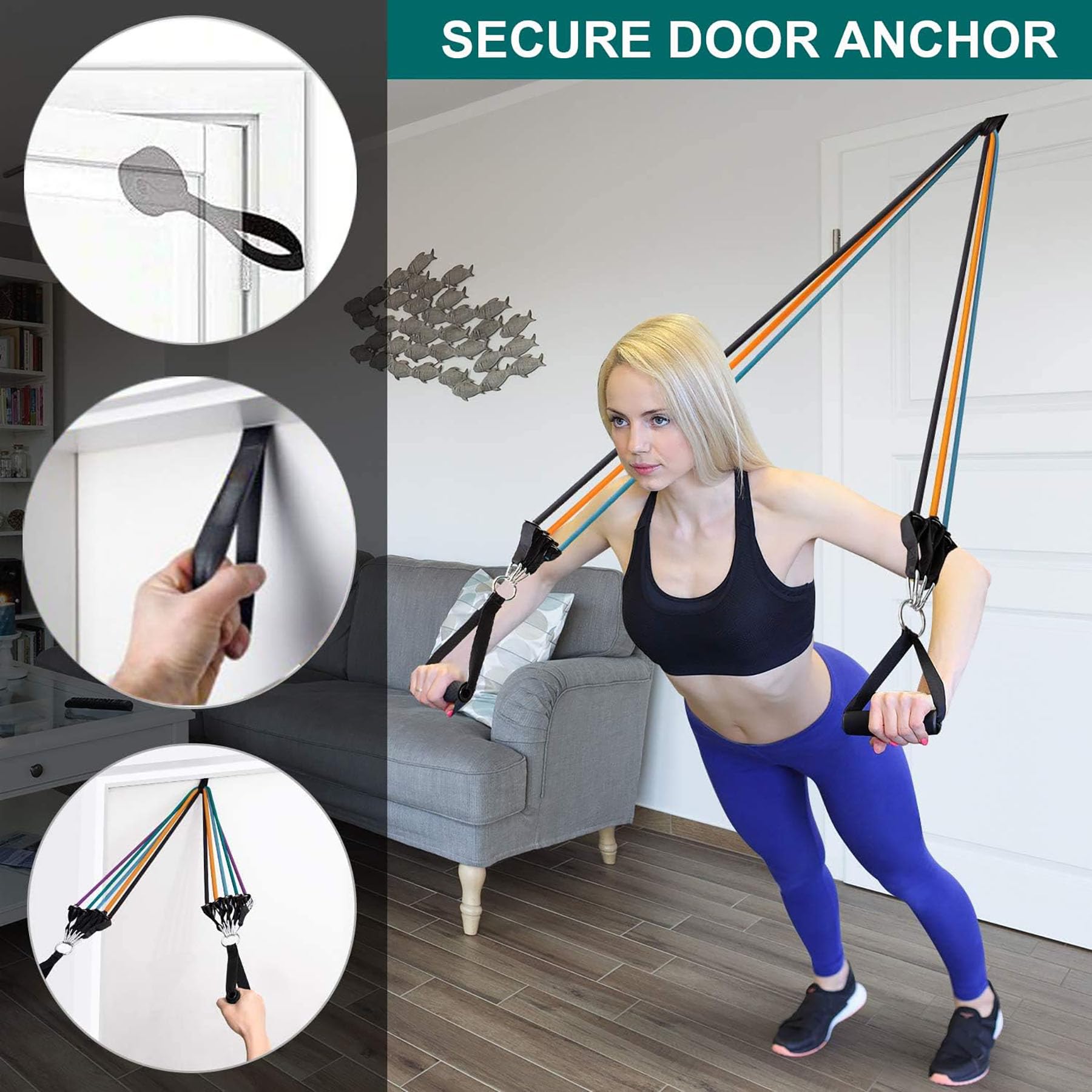 Resistance Bands Door Anchor Attachment, Secure Door Anchor Heavy Duty Door Anchor for Resistance