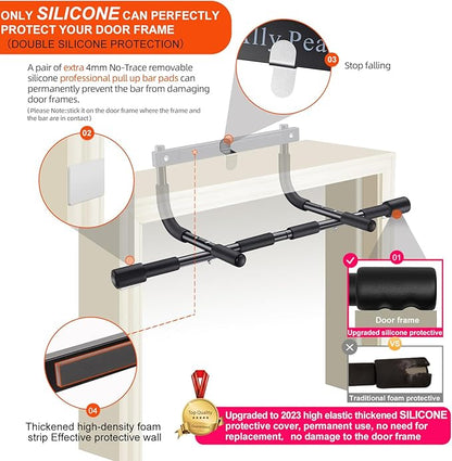 Ally Peaks Pull Up Bar for Doorway | Thickened Steel Max Limit 440 lbs Upper Body Fitness Workout Bar| Multi-Grip Strength for Doorway | Indoor Chin-Up Bar Fitness Trainer for Home Gym Portable |180