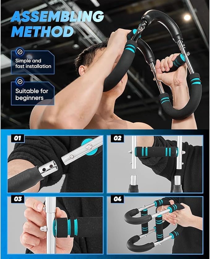 Twister Arm Trainer, 40-100lb Adjustable Chest Workout Equipment, Triceps & Shoulder Workout, Portable Detachable Spring Resistance Home Fitness Equipment.