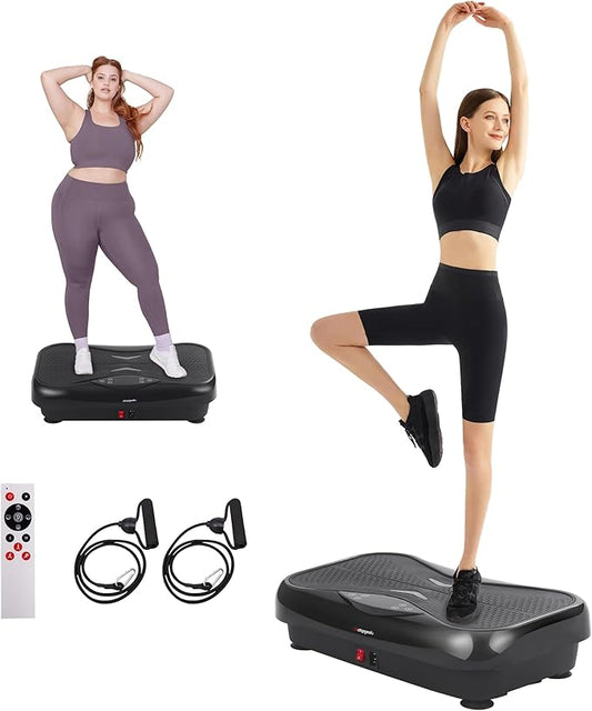 Whole Body Vibration Plate Exercise Machine ??Power Vibrating Plate for Lymphatic Drainage Weight Loss, Shake Plate Exercise Platform with Touch Screen & Resistance Bands, Equipment for Women Men