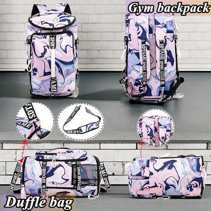 Gym Duffle Bag Backpack with Shoe Compartment,4 ways Travel Backpack for Women and Men,Multi-Functional Weekender bag with Waterproof Layer&Laptop Compartment for Fitness, Travel,Camping