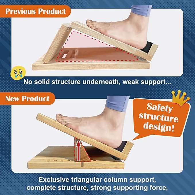 KIJO Studio Professional Wooden Calf Stretcher Slant Board 500 lbs Weight Capacity 16-Angle Adjustable Incline Calf Stretch Slant Board for Calf Stretching Exercise Squat & Physical Therapy