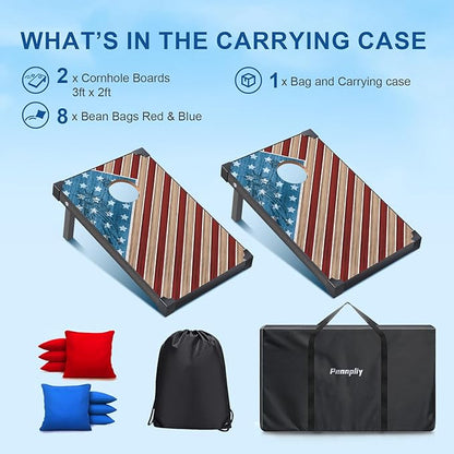 2’x3’ Cornhole Boards Set, Cornhole Outdoor Game Set - Corn Hole Toss Boards Set with 8 Cornhole Bags and 2 Cornhole Boards, Cornhole Sets for Adults Lawn Outside Backyard Games