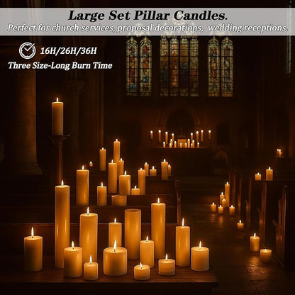 3 Pcs White Pillar Candles Bulk Set，Hurricane Candlesï¼? Different Lengths 2 x 3/4/6 Inch，Dripless Unscented Smokeless，Gives You a Better Atmosphere When Organizing an Event Party.