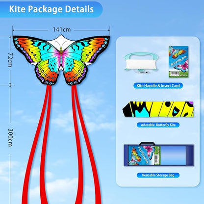 Butterfly Kites for Kids & Adults, Easy to Fly Design with Long Tail for Stability, for Kids Ages 4-8 & Beginners, Beach & Park Use | Family Outdoor Fun
