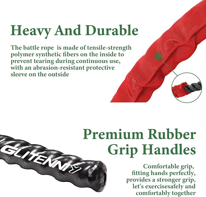 Battle Ropes Red Workout Rope 1.5inch Battle Ropes for Home Gym 30ft Exercise Ropes for Working Out Heavy Ropes for Exercise Training Weighted Rope Weighted Workout Rope Battle Rope