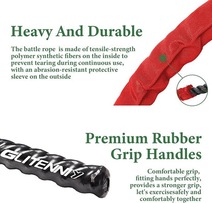 Battle Ropes Red Workout Rope 1.5inch Battle Ropes for Home Gym 30ft Exercise Ropes for Working Out Heavy Ropes for Exercise Training Weighted Rope Weighted Workout Rope Battle Rope