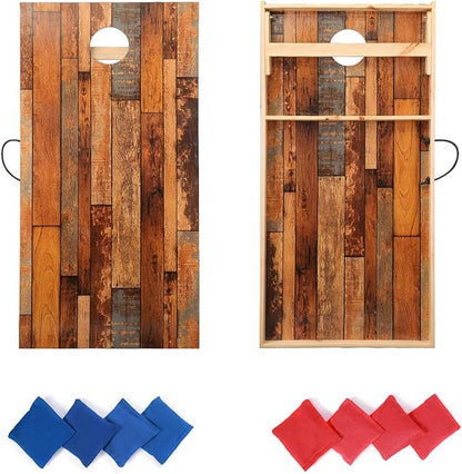 Solid Wood Premium Cornhole Game Set, Bean Bag Toss Game for Tailgate, Outdoor, Backyard - Professional Portable Cornhole Boards & Set of 8 Cornhole Bean Bags (Junior, Tailgate, Regulation Size)