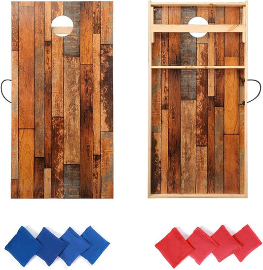Solid Wood Premium Cornhole Game Set, Bean Bag Toss Game for Tailgate, Outdoor, Backyard - Professional Portable Cornhole Boards & Set of 8 Cornhole Bean Bags (Junior, Tailgate, Regulation Size)