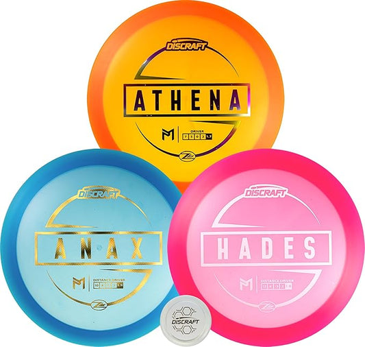 Discraft Paul McBeth Z Lite 3-Pack - Signature Disc Golf Set with Anax, Athena, & Hades