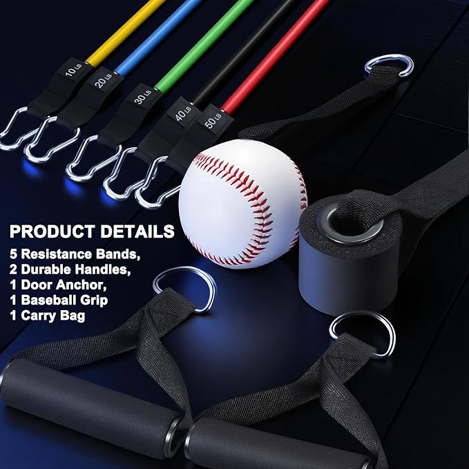 WHATAFIT Resistance Bands, Exercise Bands，Resistance Bands for Working Out, Work Out Bands with Handles for Men and Women Fitness, Strength Training Home Gym Equipment