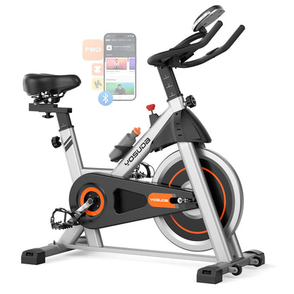 YOSUDA Exercise Bike, Brake Pad Stationary Bike for Home with Exclusive App, Magnetic Indoor