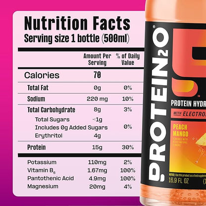 Protein2o Hydration Drink - 2-in-1 Liquid Clear Whey Protein Isolate and Electrolyte Drink - 15g Protein, Vitamins B5, B6 - Post-Workout Recovery - 16.9 Fl Oz - 12 Count Flavor Fusion Variety Pack
