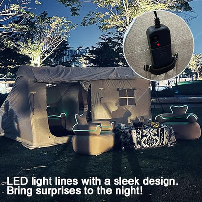 LUOOV Inflatable Couch Chairs Blow up Camp Sofa Camping Air Couch Sofa Inflatable Outdoor Furniture Chair Couch Lounger Air Sofa for Adult(Khaki Single)