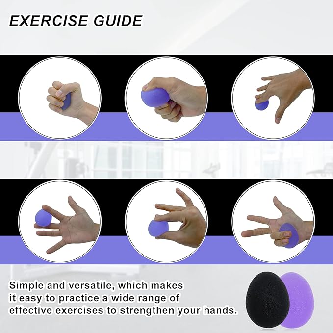 Stress Balls for Adults, Hand Exersicers for Strength, Squeeze Balls for Hand Therapy, Hand Exersice Balls for Hand, Finger and Wrist Training with Carrying Bag