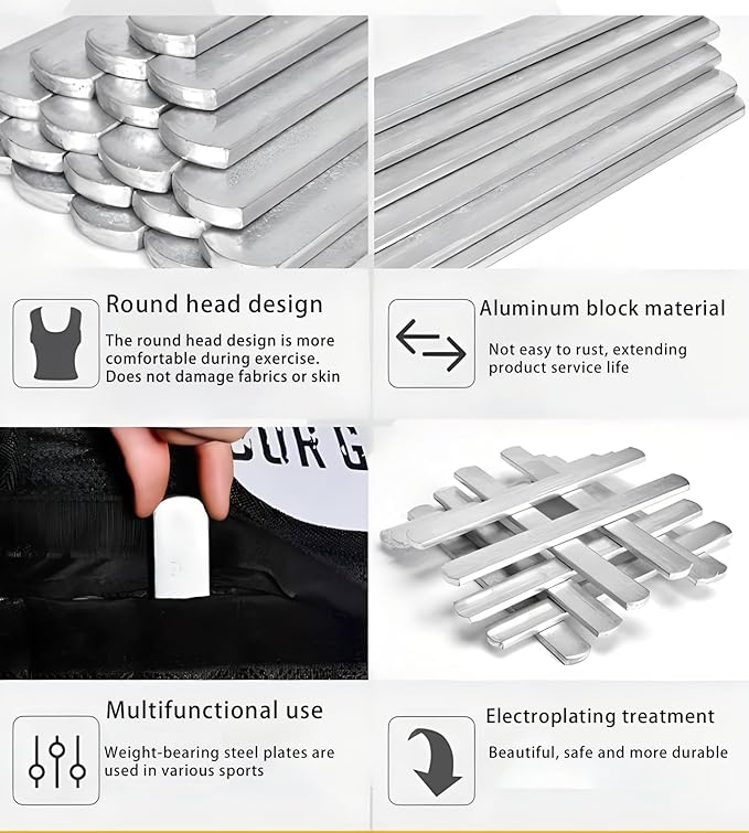 Weight Vest Plates, Adjustable Steel Weighted Plates For Vest, Round Head Strength Training Plates Workout Equipment For Weight Training, Running, Jogging, Cardio - For Men & Women