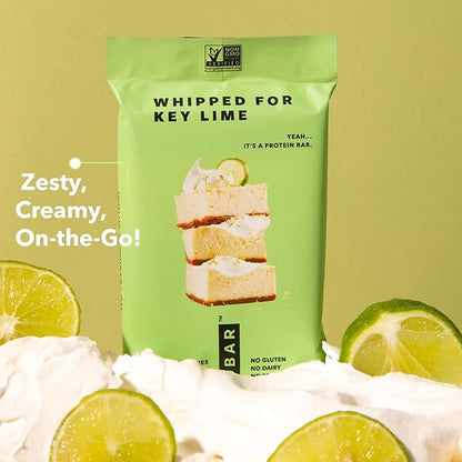 TRUBAR Vegan Protein Bar, Whipped for Key Lime, Gluten Free, Plant Based, High Fiber, Dairy Free, Low Fat, Non GMO, No Sugar Alcohols, 12G Lean Protein, 13G Fiber, Healthy Snack Bars, 12 CT