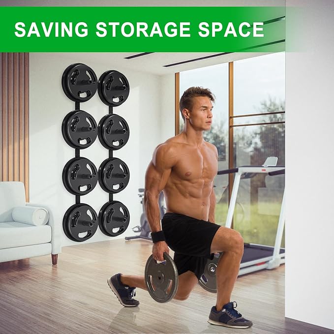 "Kipika Weight Plate Storage Rack - Wall Mounted Weight Plate Holder with Durable Steel Construction Organizer for Olympic Plates, 1000lb Capacity, Space-Saving for Home Gym"