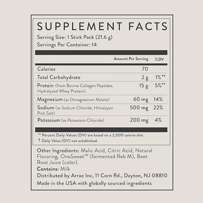 Arrae Clear Protein ??Natural Protein Supplement, Smooth Texture, Easy to Mix, 14 Servings, Clean Formula with Electrolytes