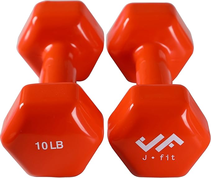 JFIT Dumbbell Pairs or Sets – Neoprene & Vinyl Coated Hand Weights for Home Gym, Strength Training, Aerobics, Cardio Exercise and Fitness