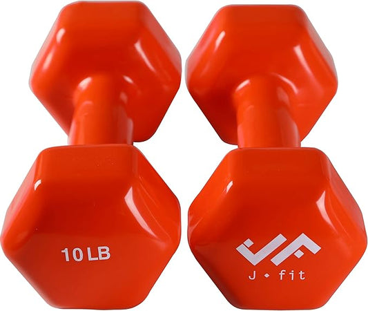 JFIT Dumbbell Pairs or Sets – Neoprene & Vinyl Coated Hand Weights for Home Gym, Strength Training, Aerobics, Cardio Exercise and Fitness
