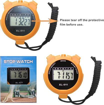 2-Pack Multi-Function Electronic Digital Sport Stopwatch Timer, Large Display with Date Time and Alarm Function, Sports Coaches Fitness Coaches and Referees Orange