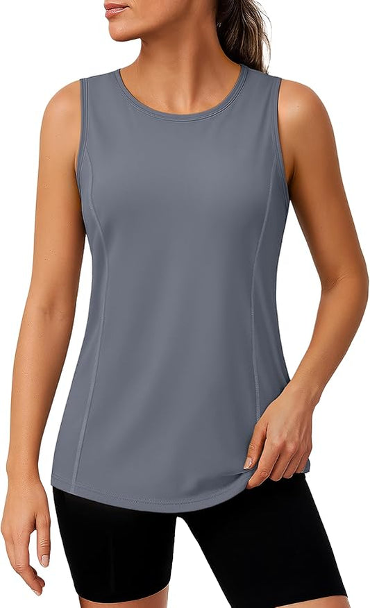 TACVASEN Women's UPF 80+ Workout Tank Top Sleeveless Quick Dry Sun Protection Hiking Athletic Gym Yoga Running Shirts