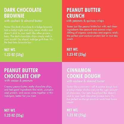 B.T.R. Nation Superfood Keto Protein Bar - Plant Based Vegan Protein | (12 Pack) Variety Pack | Low Carb Food, Low Calorie, Gluten Free, No Sugar Alcohols, Boosted with Superfoods