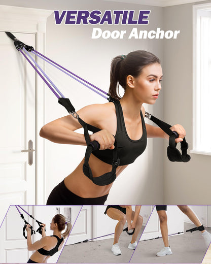 ALongSong Upgraded Pilates Bar Kit with Resistance Bands Natural Latex, Heavy-Duty Stainless Steel