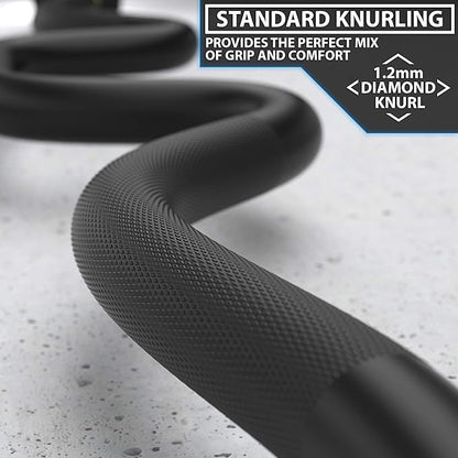 Synergee Commercial Super EZ Curl Olympic Bar Chrome, Black Phosphate and Red with Powder Coated Brass Bushings Excellent for Bicep Curls and Triceps Extensions