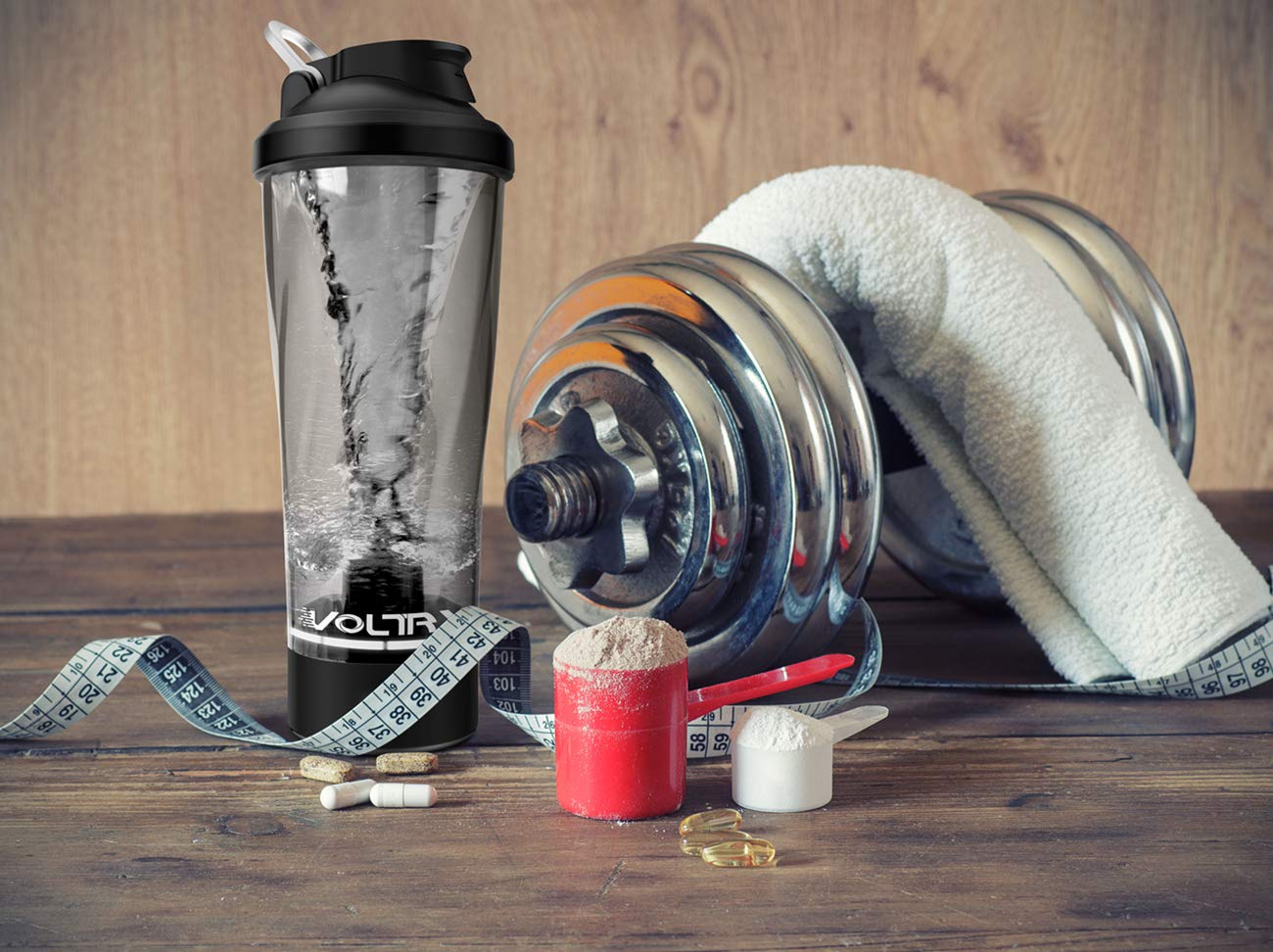 VOLTRX Premium Electric Protein Shaker Bottle, Made with Tritan - BPA Free - 24 oz Vortex Portable