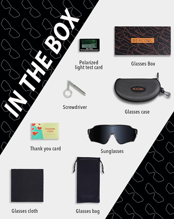 BEACOOL Polarized Running Sunglasses for Men Women UV400 Protection TR90 Sport Sunglasses for Fishing Cycling Baseball