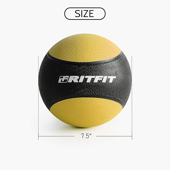 RitFit Weighted Medicine Ball - Non-Slip Rubber Shell & Dual Texture Grip - Workout Exercise Ball for Core Strength, Balance Training, Coordination Fitness - Multiple Weights & Colors