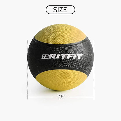 RitFit Weighted Medicine Ball - Non-Slip Rubber Shell & Dual Texture Grip - Workout Exercise Ball for Core Strength, Balance Training, Coordination Fitness - Multiple Weights & Colors