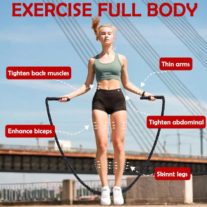 Weighted Jump Rope for Men Women, 1.5lb Heavy Jumping Ropes for Fitness