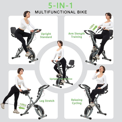 BARWING Stationary Exercise Bike for Home Workout, 5 IN 1 Foldable Indoor Cycling Bike for Seniors
