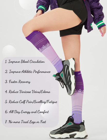 FITRELL 3 Pairs Compression Socks for Women and Men 20-30mmHg- Support Socks for Travel, Running