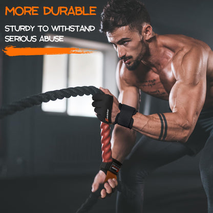 SueStar Heavy Duty Cowhide Padded Weight Lifting Gloves with Wrist Support, Full Palm Protection &