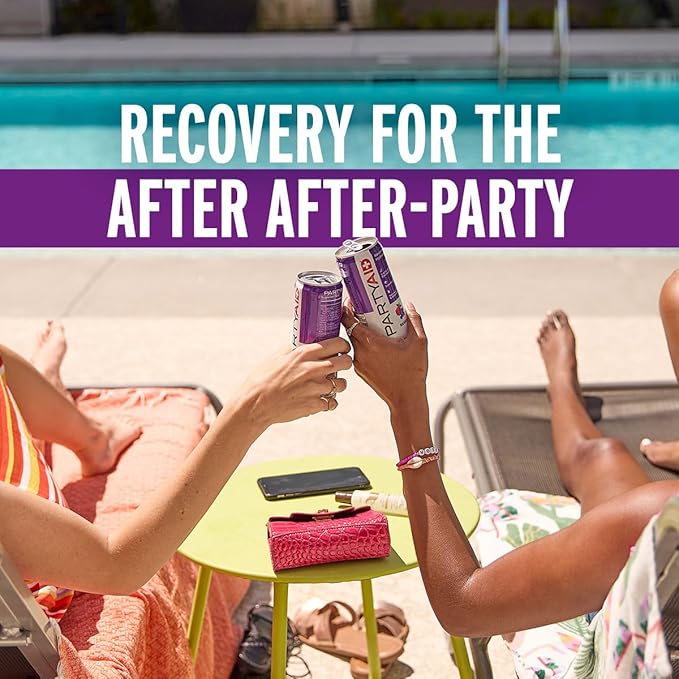 PARTYAID Rehab Blend, Feel Good Tonight and Tomorrow, Contains 5-HTP, B-Complex, Milk Thistle, Electrolytes, No Artificial Flavors or Sweeteners, Caffeine-Free, 12 Fl Oz (Pack of 12)