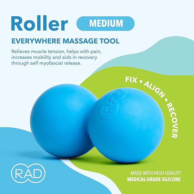 RAD Original Peanut Massage Ball ??Medium Density Yoga Deep Tissue Roller Ball ??Myofascial Release for Back, Neck, Feet, Psoas & Spine ??Suboccipital & Thoracic Trigger Point Therapy