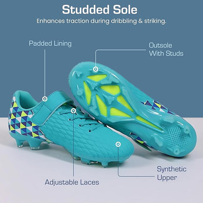 Soccer Cleats for Kids & Youth | Lightweight Football Shoes for Firm Ground | Durable Girls & Boys Soccer Cleats with Non-Slip Sole | Comfortable Soccer Boots | Unisex Size 11-6