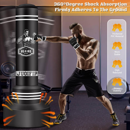 Standing Punching Bag for Adults, 70'' Boxing Bag with Gloves and Pump