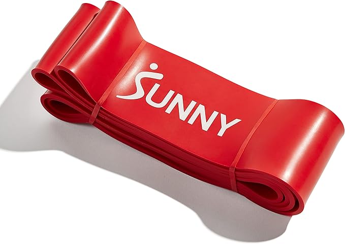 Sunny Health & Fitness Versatile Resistance Bands (Single or Combo Set) for Strength Training, Power Cage, Squat Rack, Home Gym, Body Stretching, Physical Therapy – 100, 140, 160, 180 & 10-75 LB Combo