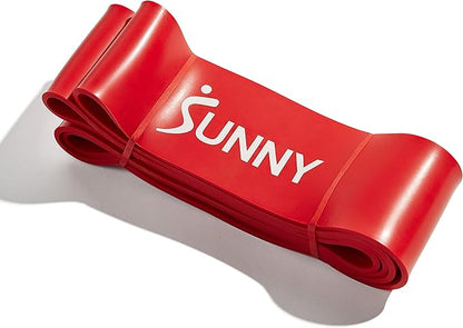 Sunny Health & Fitness Versatile Resistance Bands (Single or Combo Set) for Strength Training, Power Cage, Squat Rack, Home Gym, Body Stretching, Physical Therapy – 100, 140, 160, 180 & 10-75 LB Combo