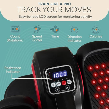 Lifepro Under Desk Elliptical Exercise Machine with or without Red Light, Seated Pedal Exerciser for Seniors & Adults, Quiet Elliptical Machine for Home or Office, Portable Leg Exerciser While Sitting