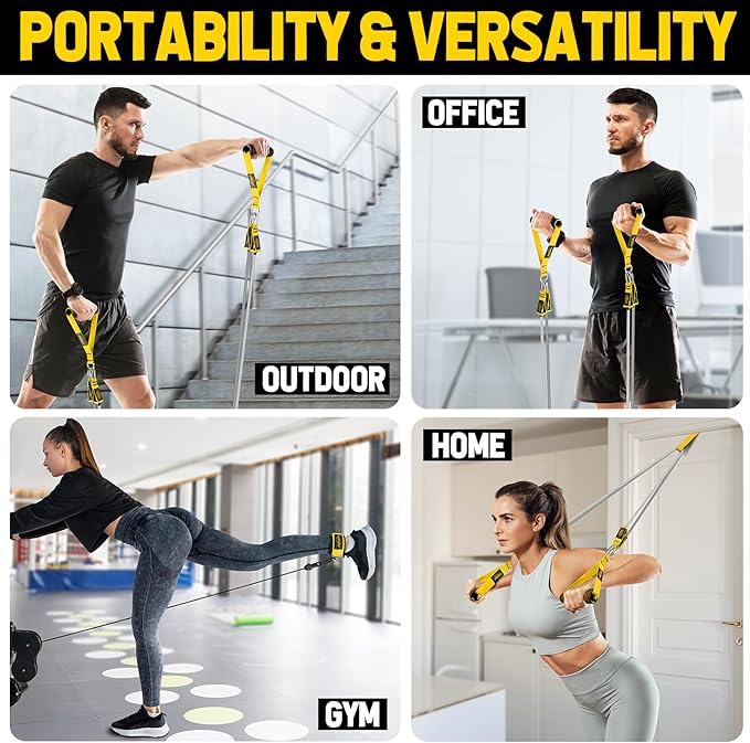 WALITO Resistance Bands Set - Exercise Bands with Handles, Door Anchor, Legs Ankle Straps, for Heavy Resistance Training, Physical Therapy, Muscle Training, Yoga, Home Workouts, Gym Equipment