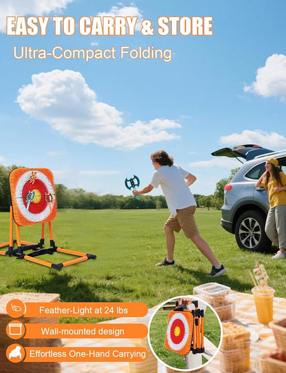 ZoLLa Axe Throwing Game for Backyard - 8 Throwing Axe & 8 Throwing Stars,24" Target,Foldable Stand,Yard & Outdoor Games for Adults and Family